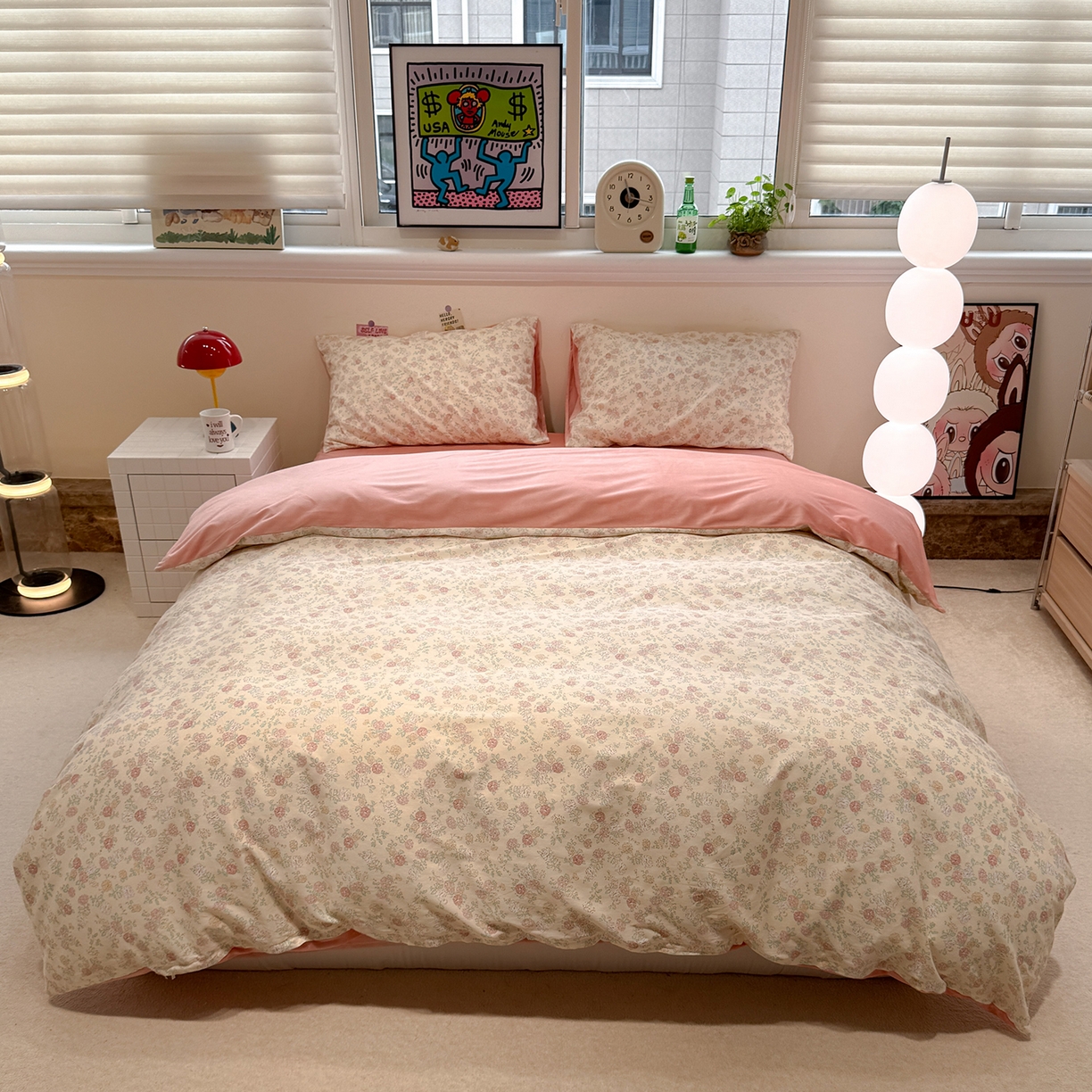 怡家居 2025新款秋冬保暖全棉加绒四件套 爱丽花园