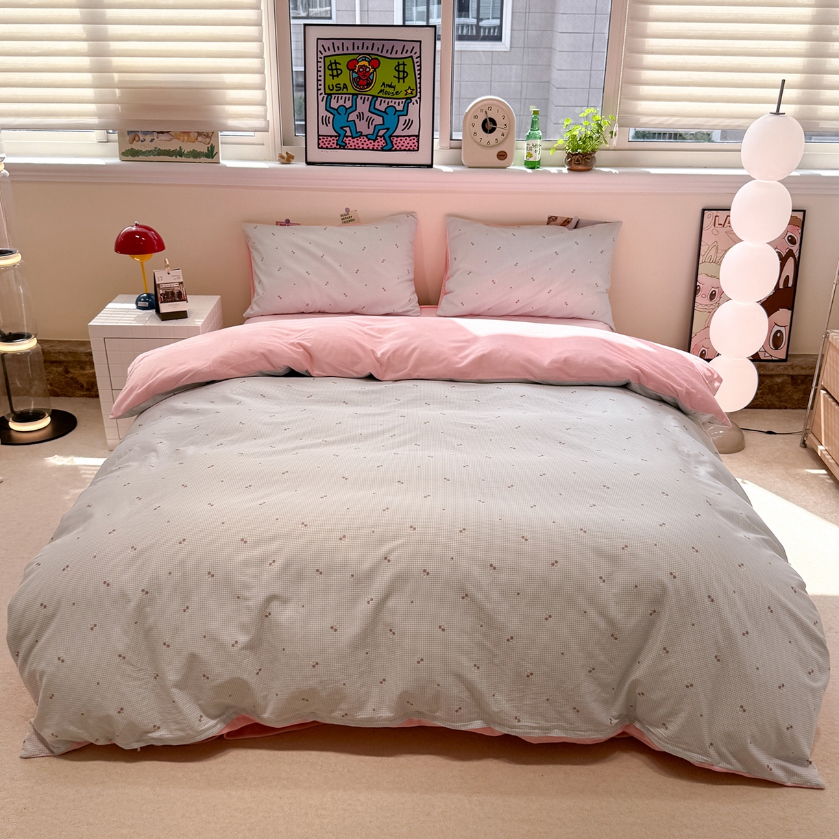 怡家居 2025新款秋冬保暖全棉加绒四件套 小红果-蓝