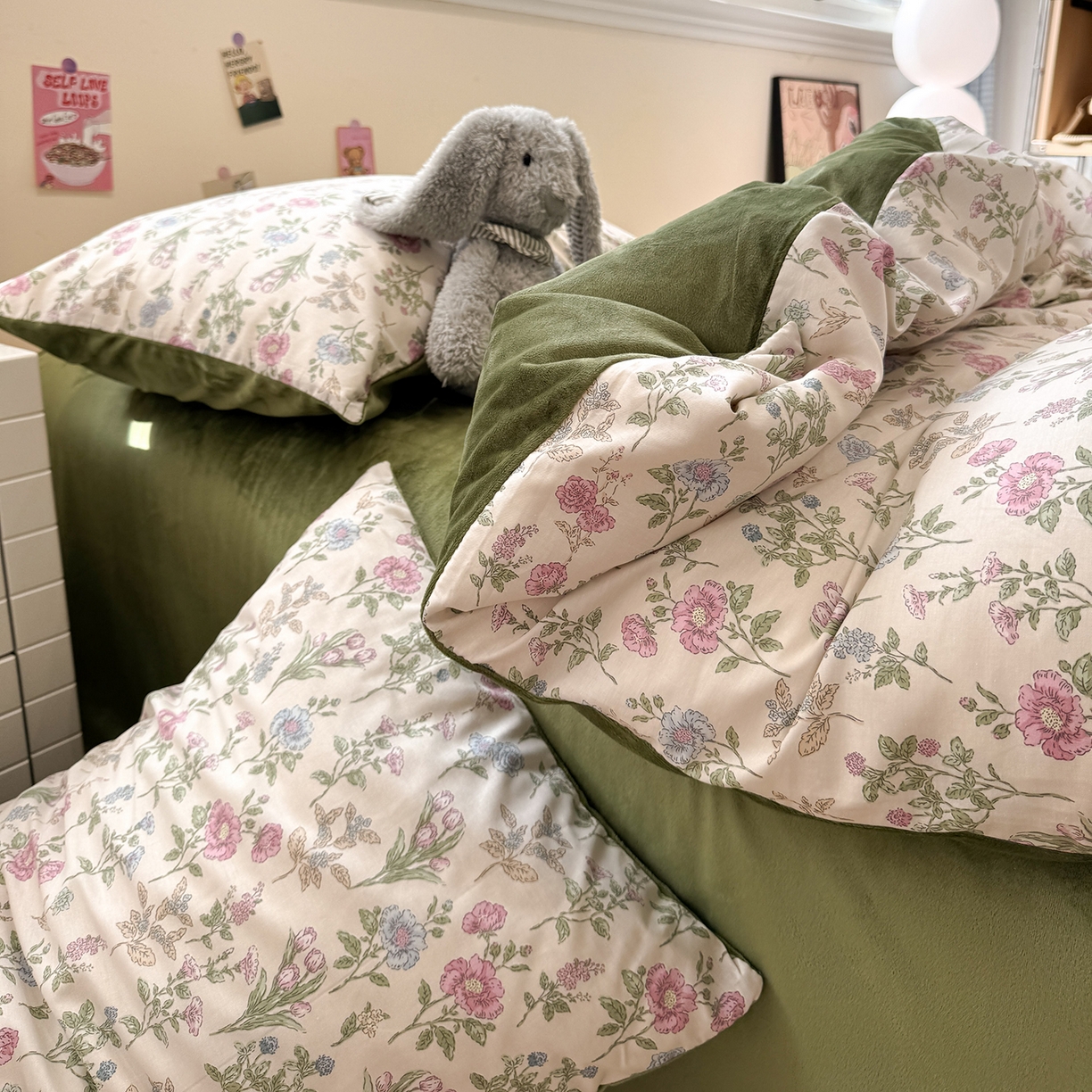 91家纺网 家纺一手货源 找家纺 怡家居 2025新款秋冬保暖全棉加绒四件套 春色