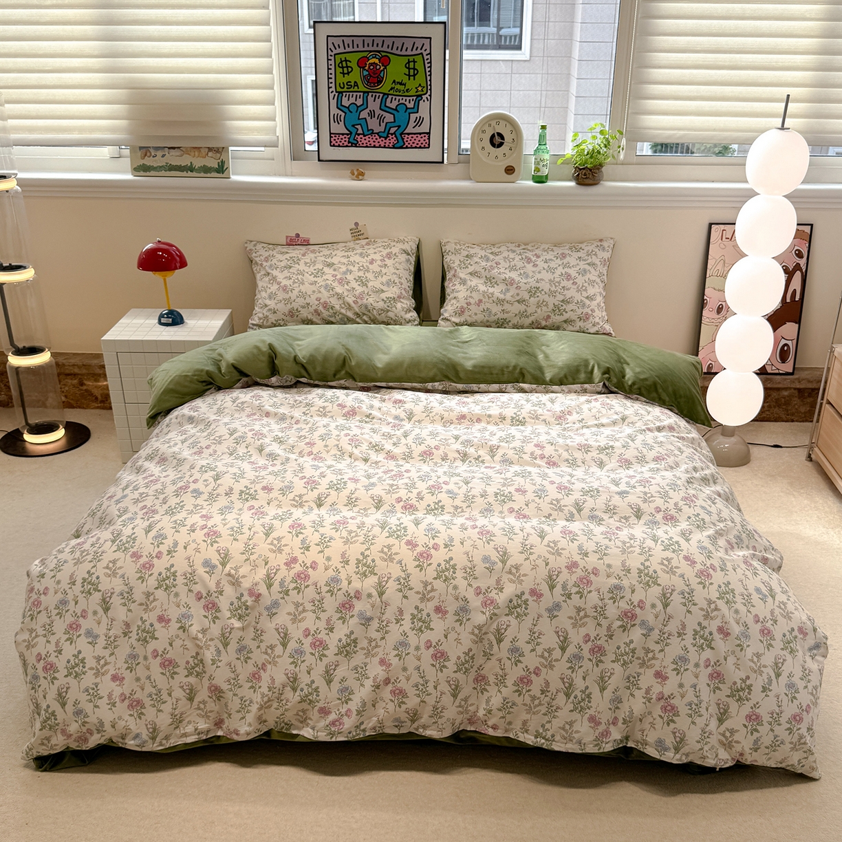 怡家居 2025新款秋冬保暖全棉加绒四件套 春色