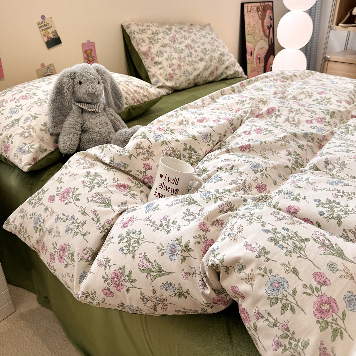 91家纺网 家纺一手货源 找家纺 怡家居 2025新款秋冬保暖全棉加绒四件套 春色