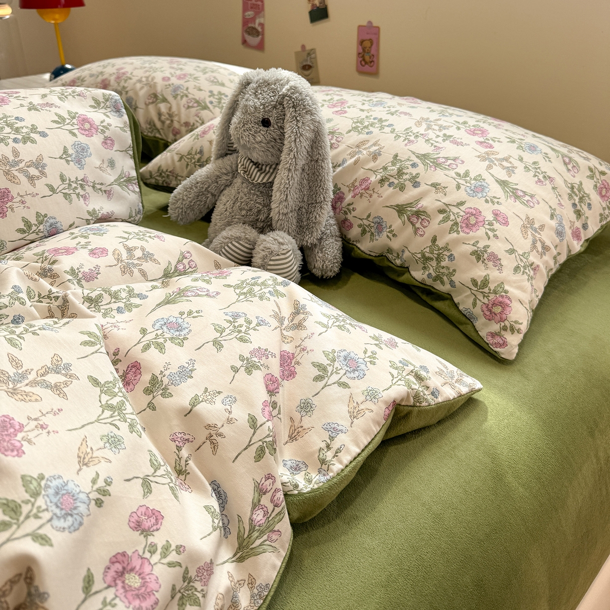 91家纺网 家纺一手货源 找家纺 怡家居 2025新款秋冬保暖全棉加绒四件套 春色