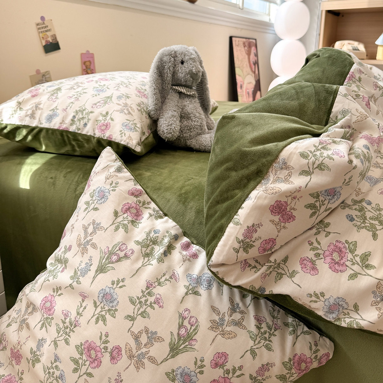 91家纺网 家纺一手货源 找家纺 怡家居 2025新款秋冬保暖全棉加绒四件套 春色