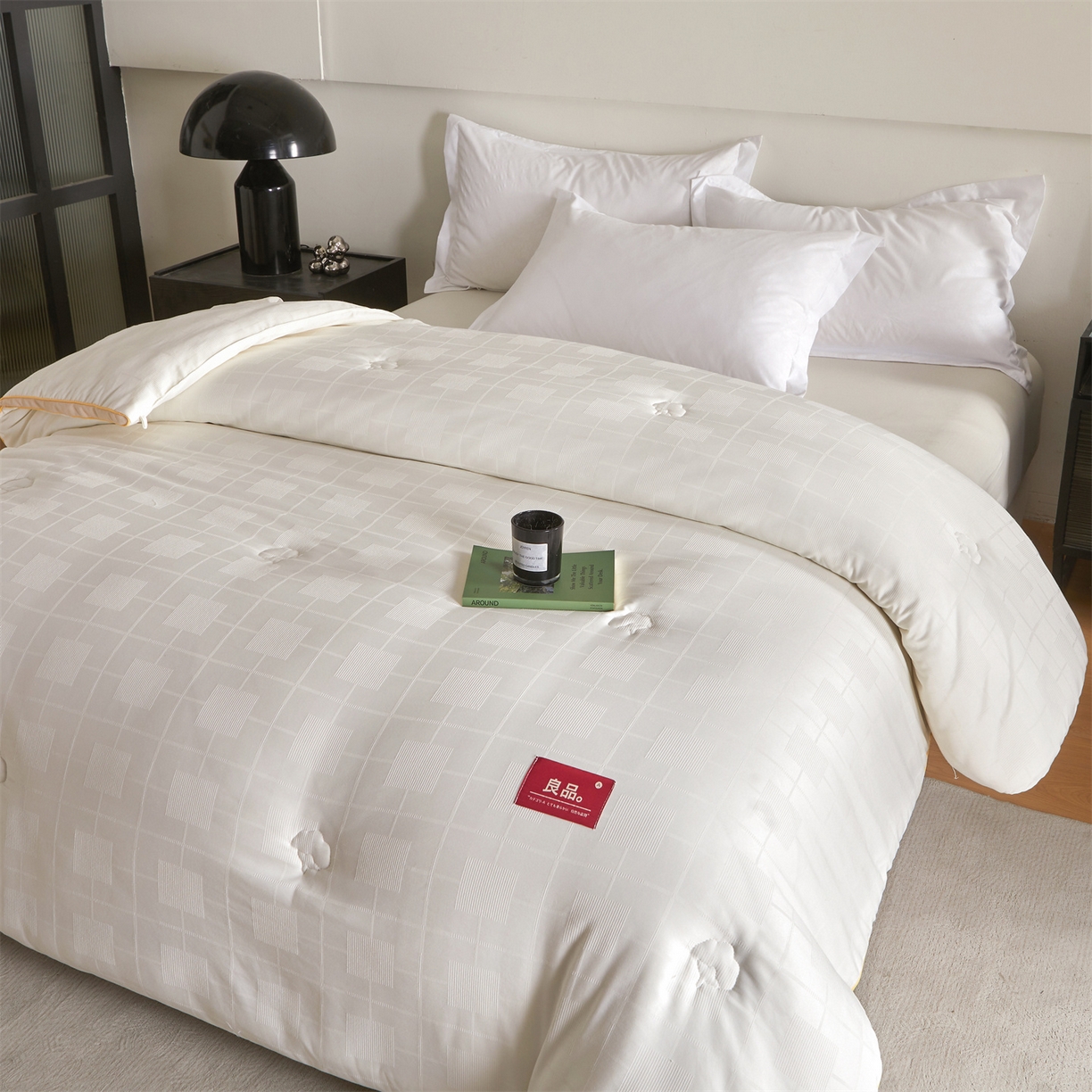 91家纺网 家纺一手货源 找家纺 梵蒂莎 2025新款提莱雅棉花素眠居被秋冬被被子被芯-场景一 素眠居-橘黄