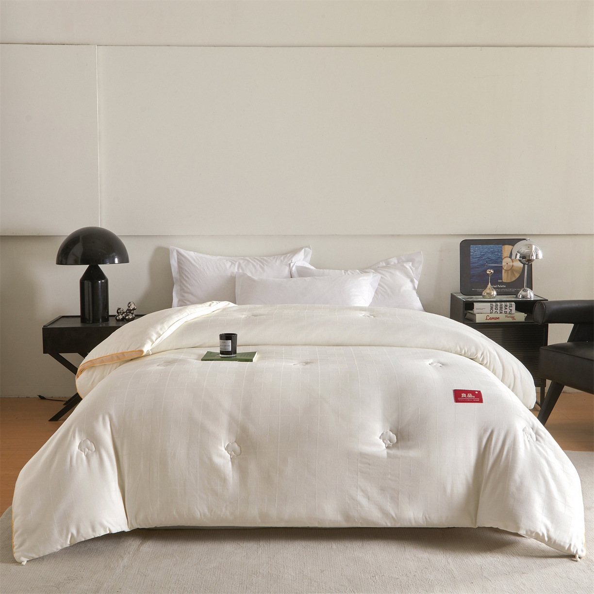 91家纺网 家纺一手货源 找家纺 梵蒂莎 2025新款提莱雅棉花素眠居被秋冬被被子被芯-场景一 素眠居-橘黄