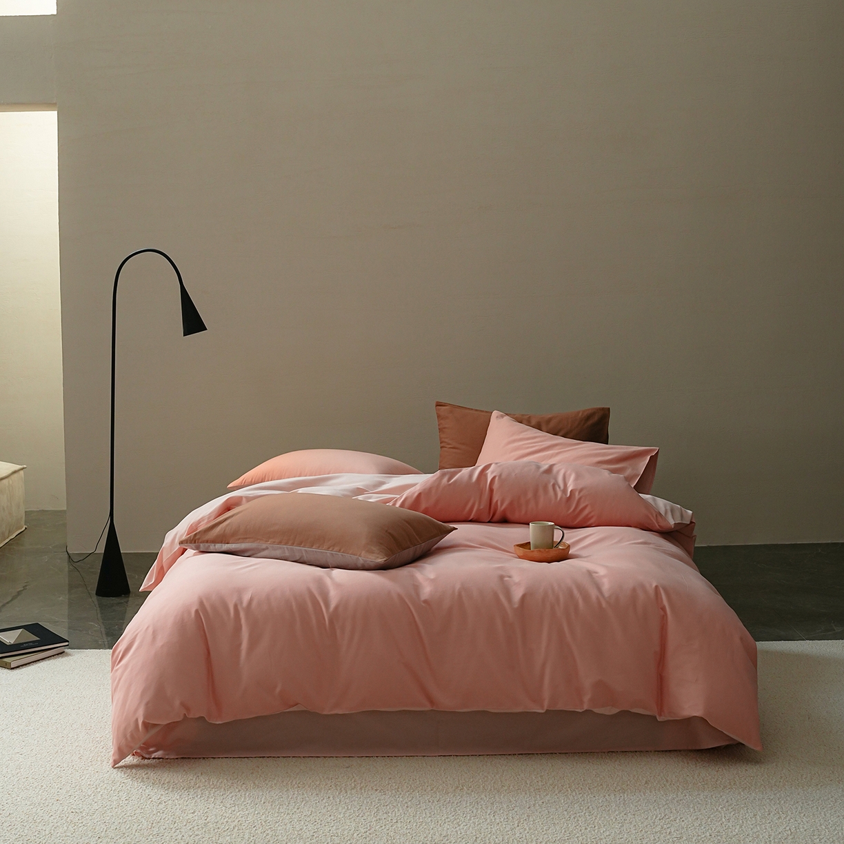 91家纺网 家纺一手货源 找家纺 （总）禾时 2025新款A类全棉贡缎磨毛纯色四件套（礼盒包装）-风格1