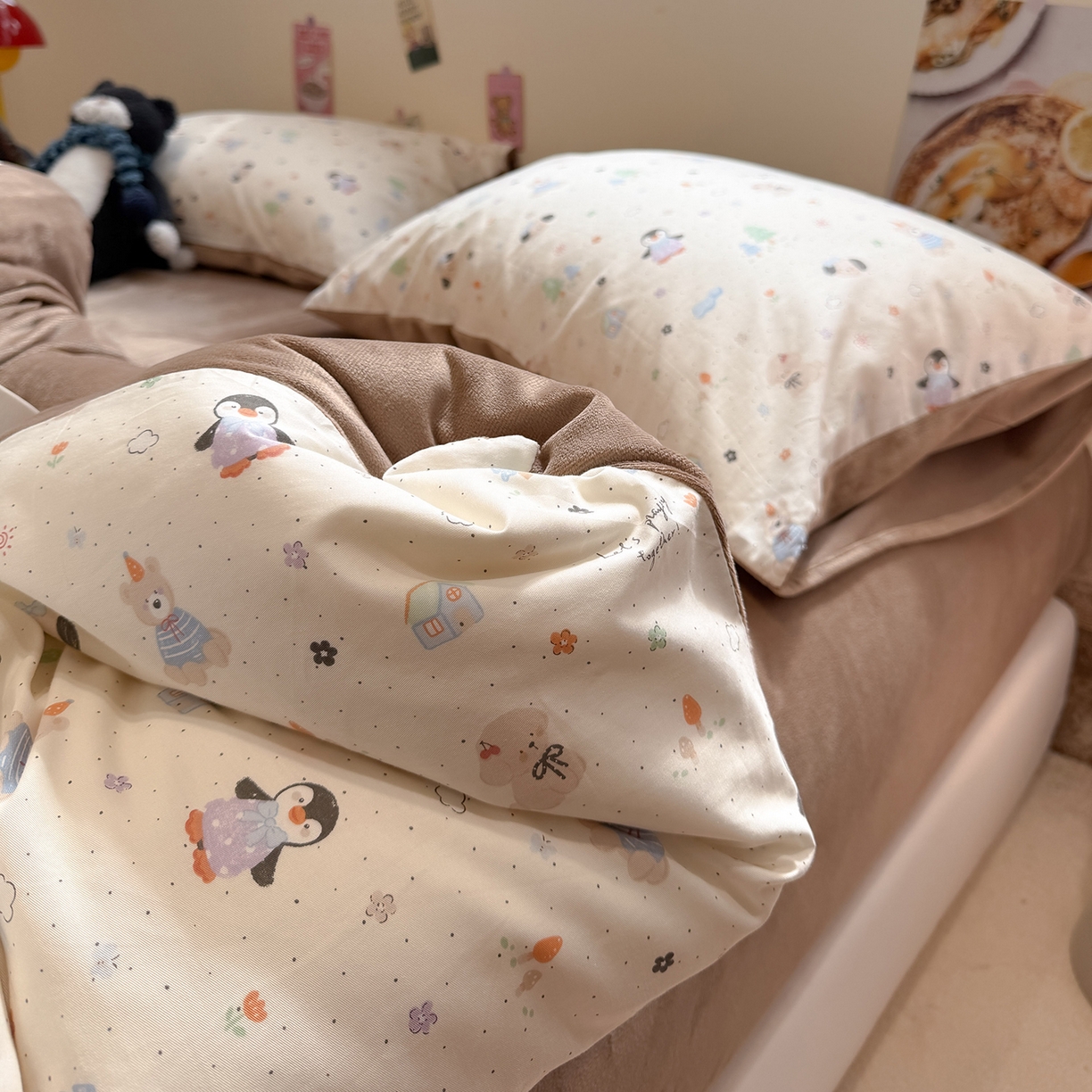 91家纺网 家纺一手货源 找家纺 怡家居 2025新款秋冬保暖全棉加绒四件套 QQ乐园