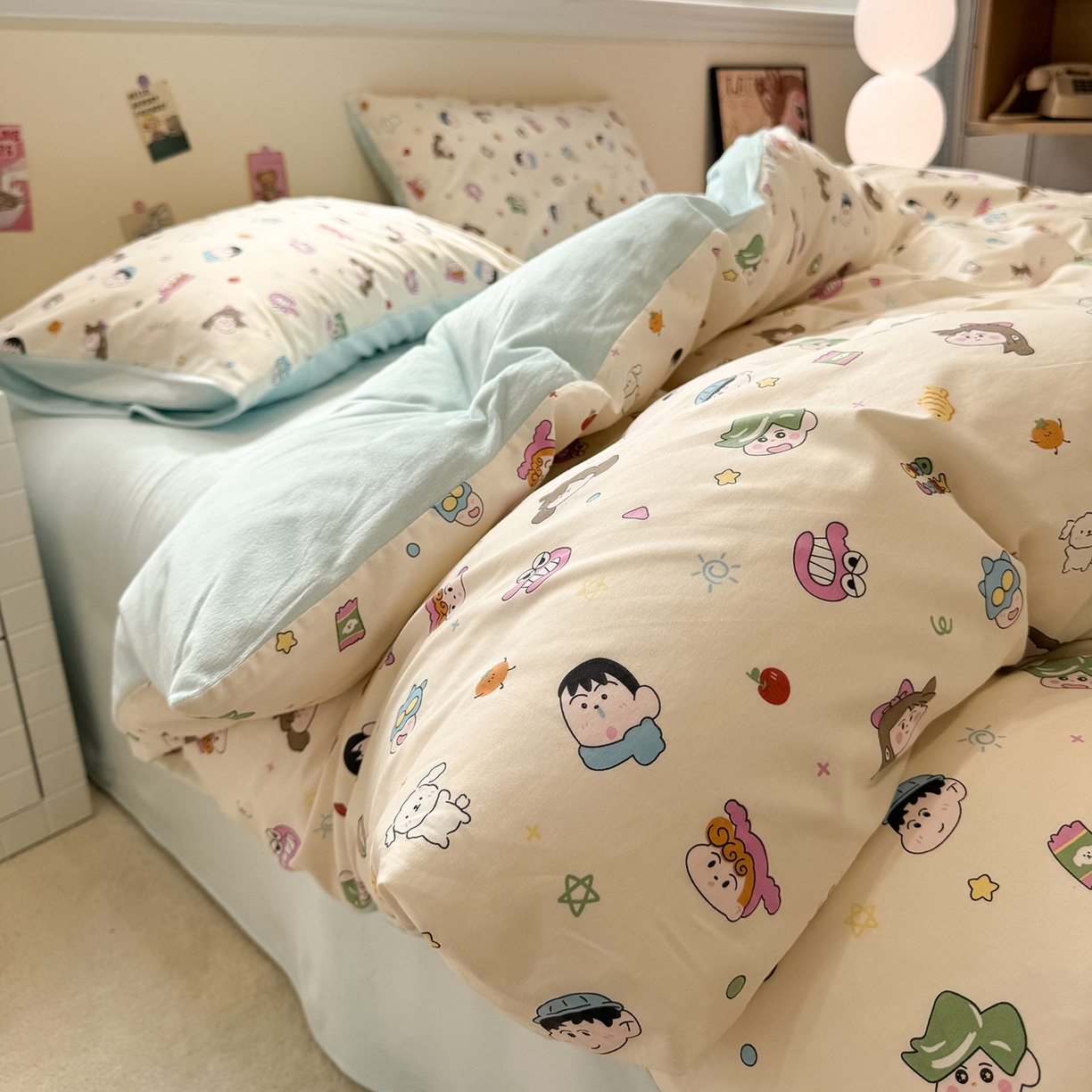 91家纺网 家纺一手货源 找家纺 怡家居 2025新款秋冬保暖全棉加绒四件套 蜡笔小新