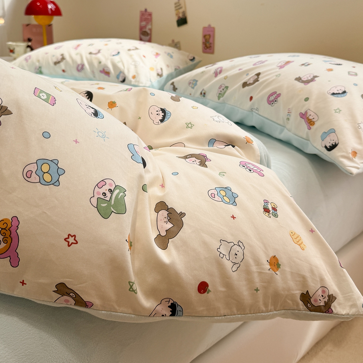 91家纺网 家纺一手货源 找家纺 怡家居 2025新款秋冬保暖全棉加绒四件套 蜡笔小新