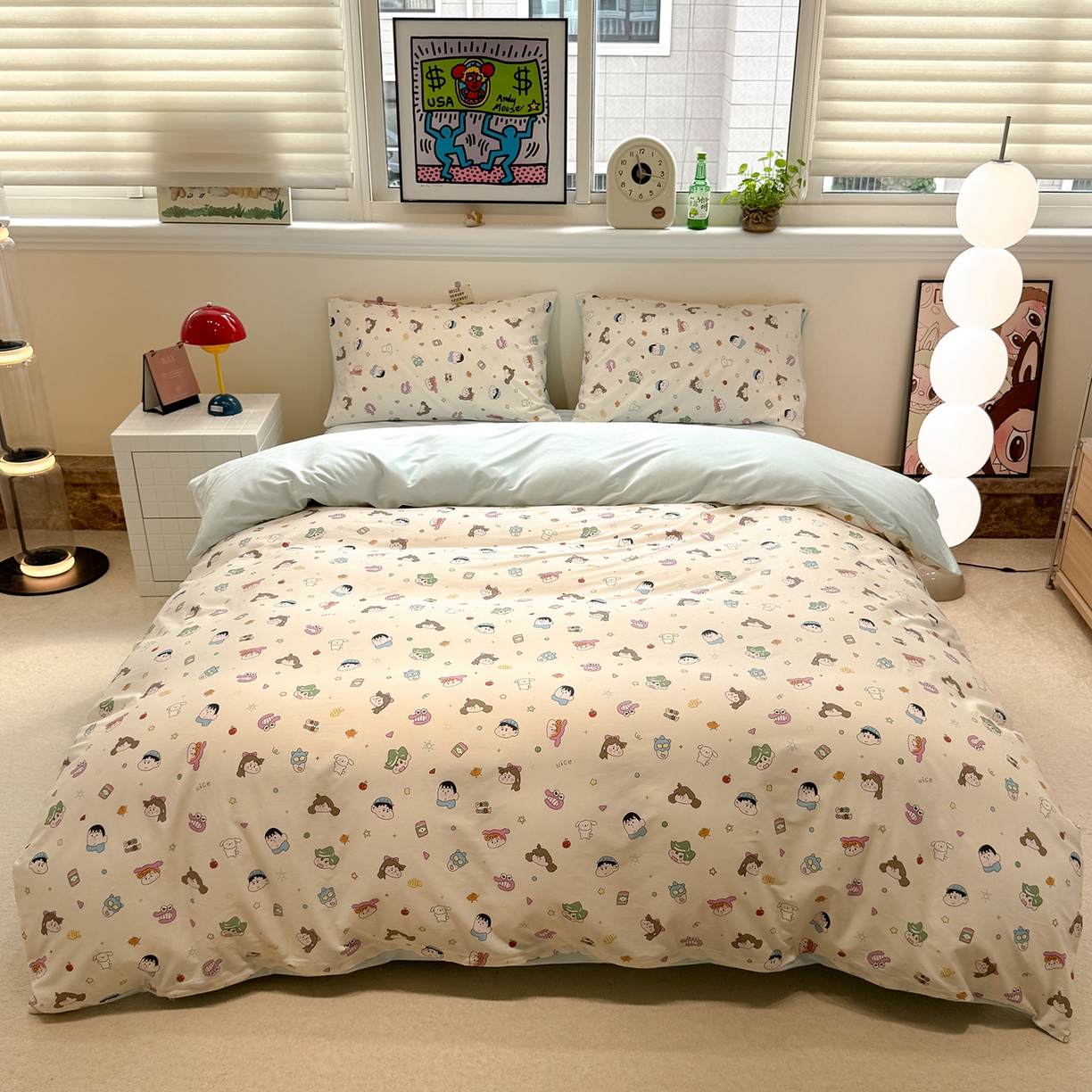 怡家居 2025新款秋冬保暖全棉加绒四件套 蜡笔小新