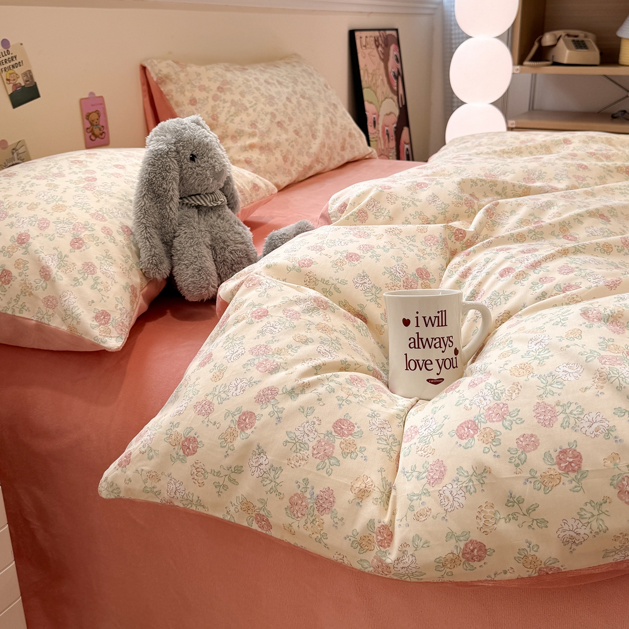 91家纺网 家纺一手货源 找家纺 怡家居 2025新款秋冬保暖全棉加绒四件套 爱丽花园