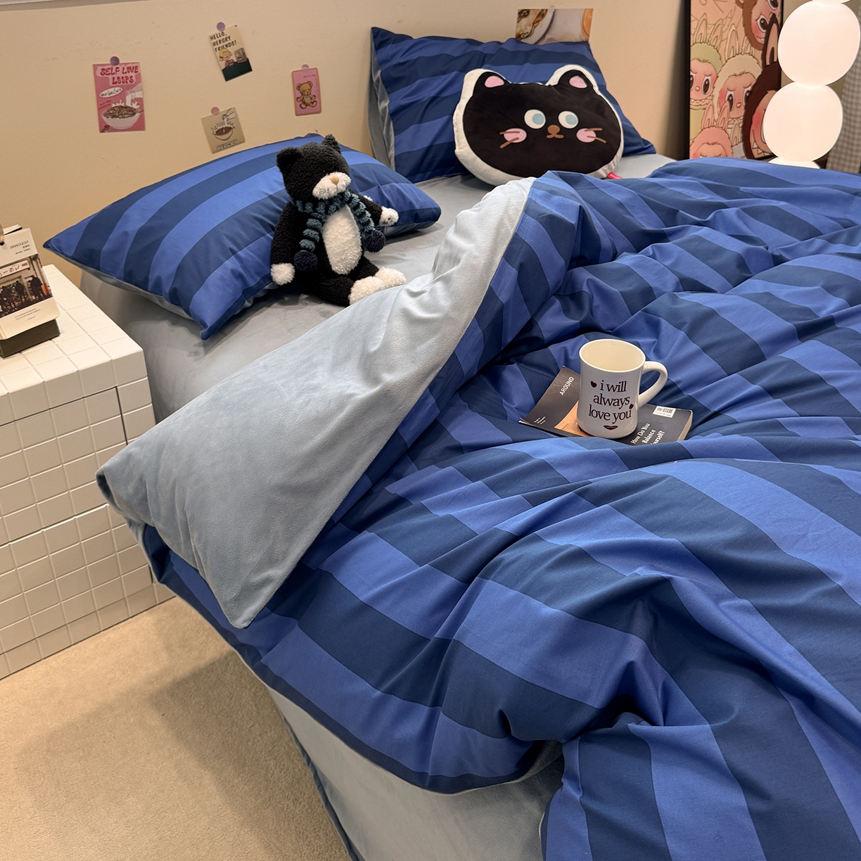 91家纺网 家纺一手货源 找家纺 怡家居 2025新款秋冬保暖全棉加绒四件套 时光里