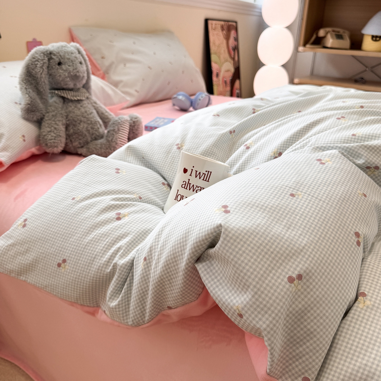 91家纺网 家纺一手货源 找家纺 怡家居 2025新款秋冬保暖全棉加绒四件套 小红果-蓝