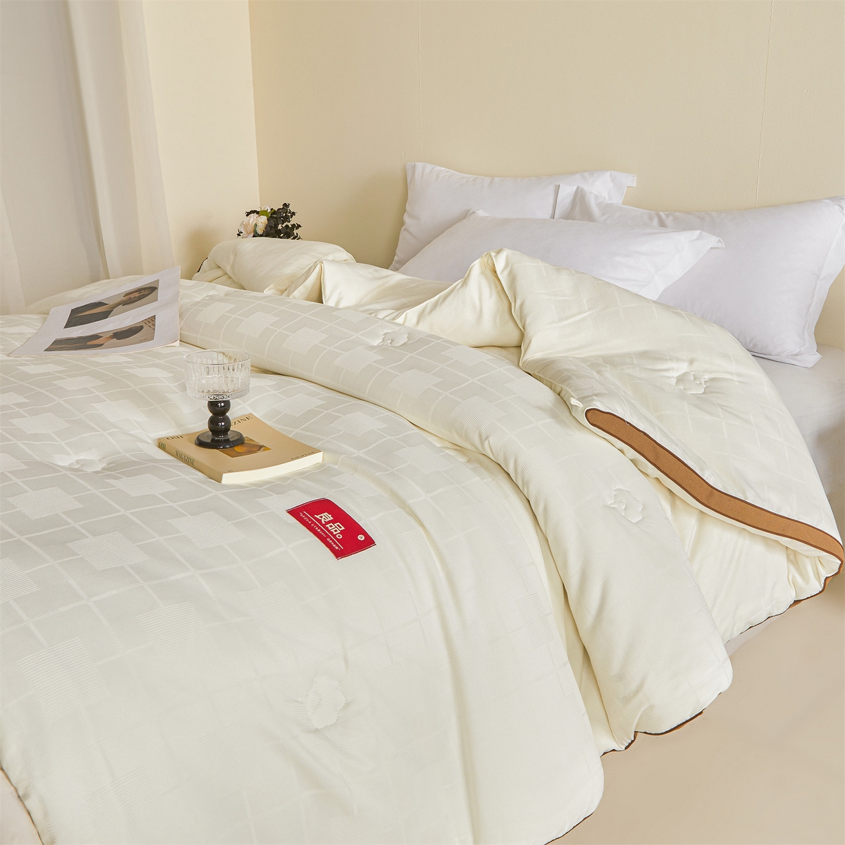 91家纺网 家纺一手货源 找家纺 梵蒂莎 2025新款提莱雅棉花被秋冬逸格被被子被芯-场景二 逸格-卡其