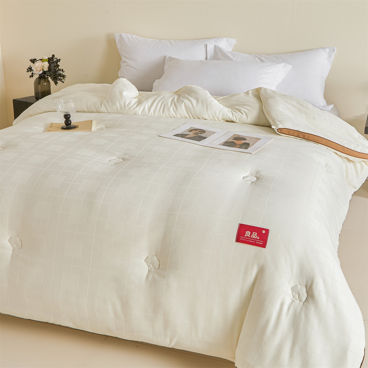 91家纺网 家纺一手货源 找家纺 梵蒂莎 2025新款提莱雅棉花被秋冬逸格被被子被芯-场景二 逸格-卡其