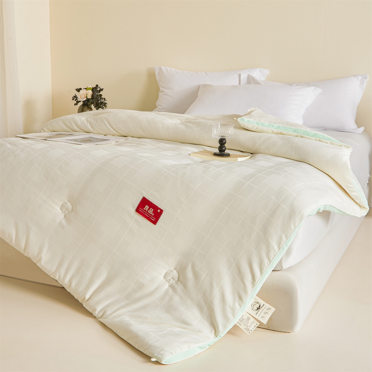 91家纺网 家纺一手货源 找家纺 梵蒂莎 2025新款提莱雅棉花被秋冬逸格被被子被芯-场景二 逸格-果绿