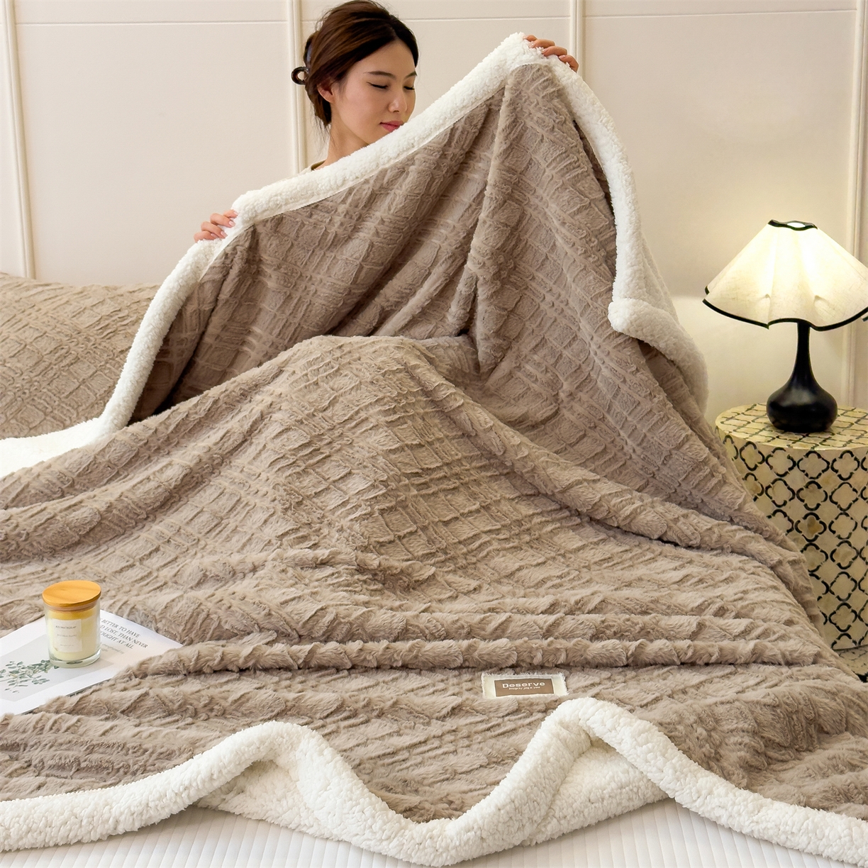 91家纺网 家纺一手货源 找家纺 （总）慕木家纺 2025新款高克重加厚兔毛绒斜纹双层毛毯毛毯毯子（可供跨境提供买家秀）