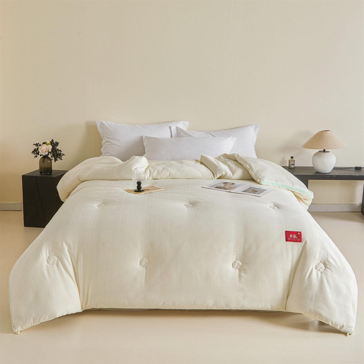 91家纺网 家纺一手货源 找家纺 梵蒂莎 2025新款提莱雅棉花被秋冬逸格被被子被芯-场景二 逸格-果绿