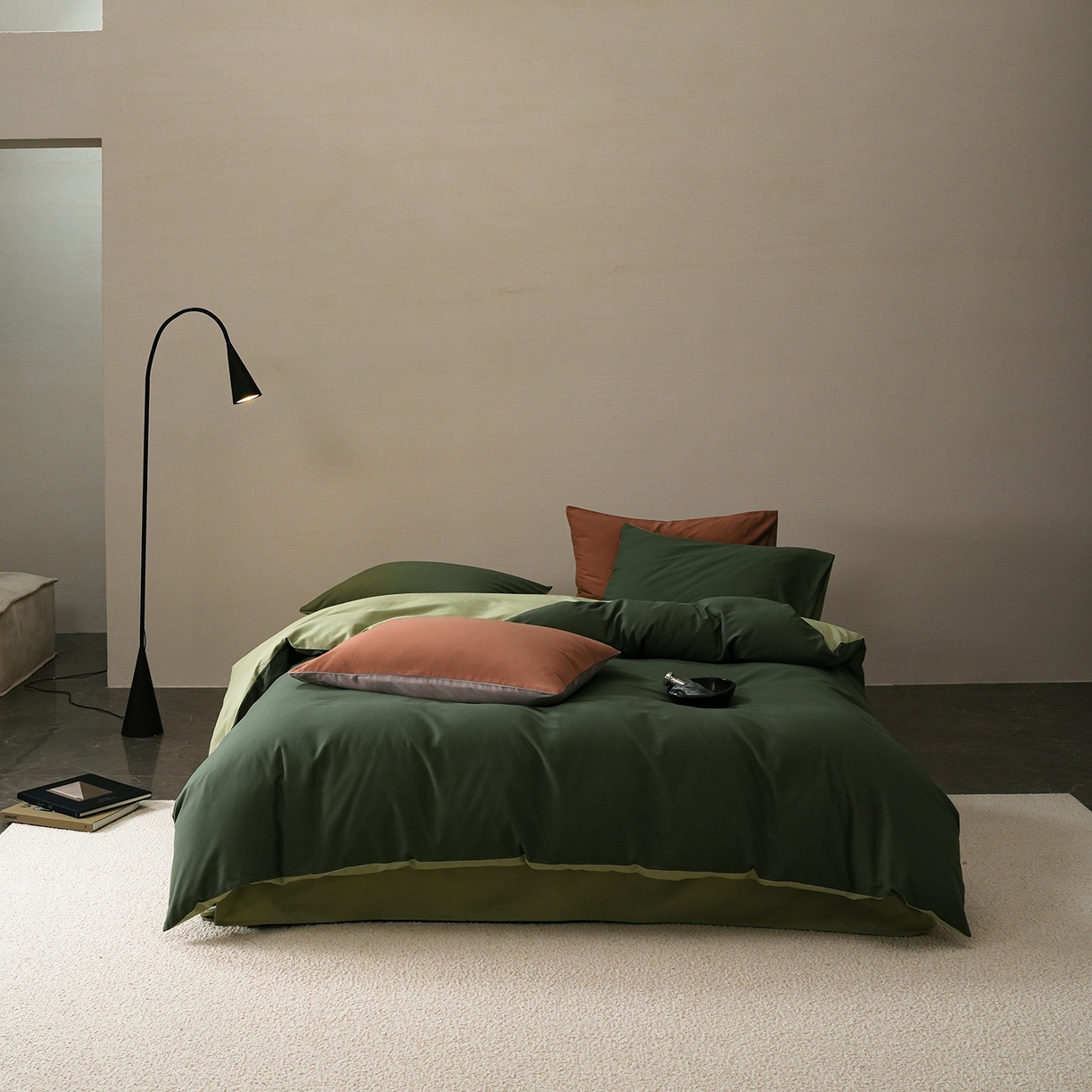 91家纺网 家纺一手货源 找家纺 （总）禾时 2025新款A类全棉贡缎磨毛纯色四件套（礼盒包装）-风格1