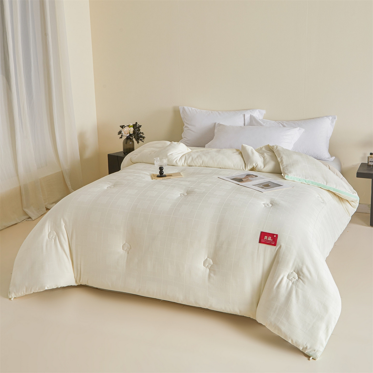 91家纺网 家纺一手货源 找家纺 梵蒂莎 2025新款提莱雅棉花被秋冬逸格被被子被芯-场景二 逸格-果绿