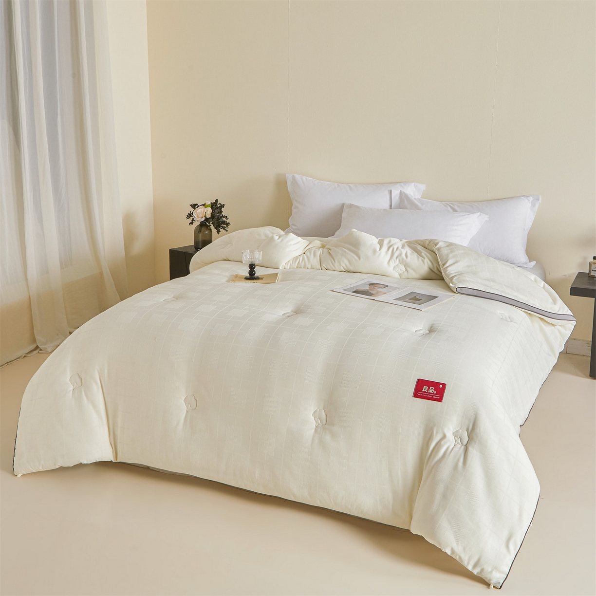 91家纺网 家纺一手货源 找家纺 梵蒂莎 2025新款提莱雅棉花被秋冬逸格被被子被芯-场景二 逸格-浅灰