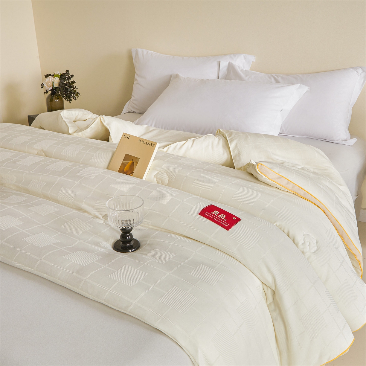 91家纺网 家纺一手货源 找家纺 梵蒂莎 2025新款提莱雅棉花被秋冬逸格被被子被芯-场景二 逸格-鹅黄