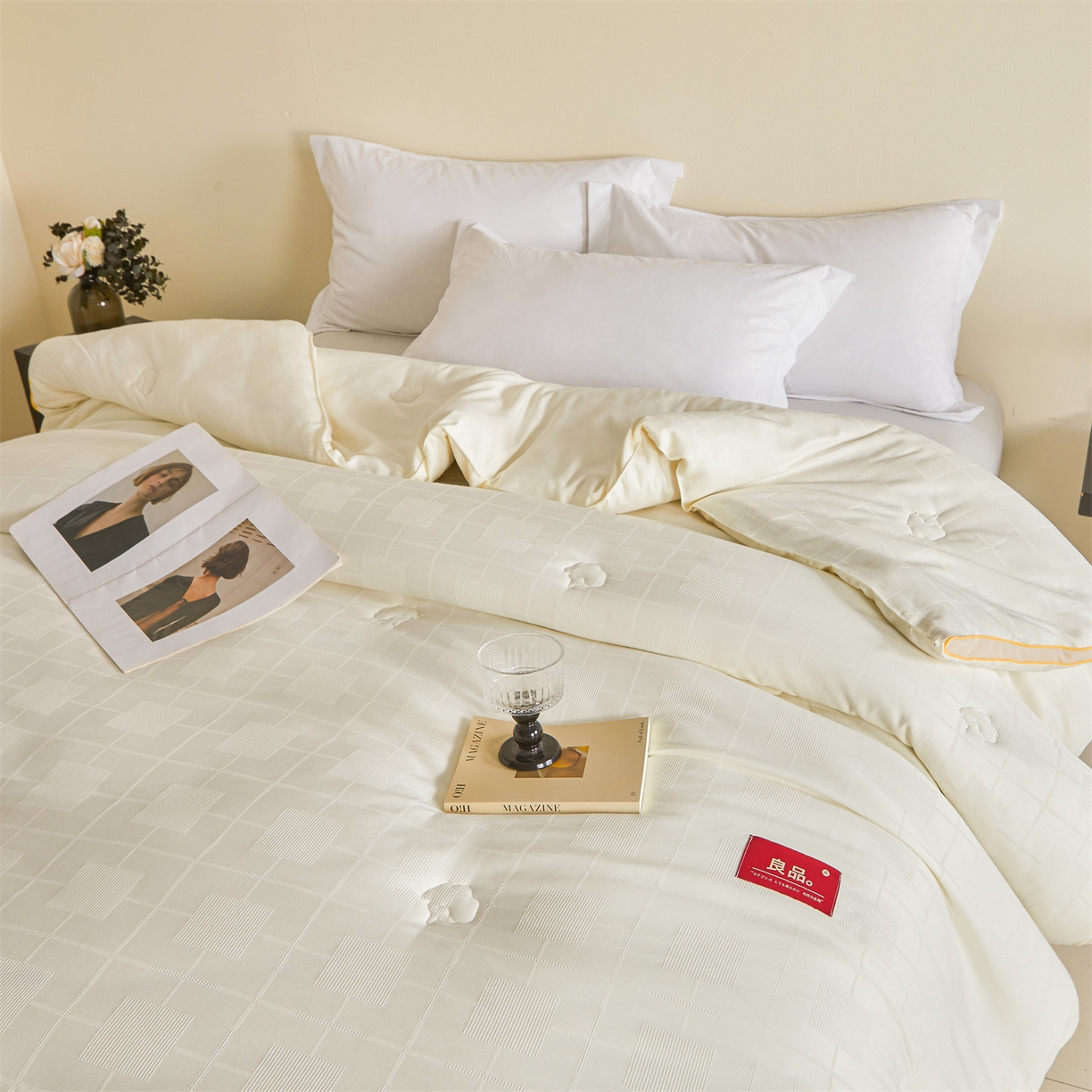 91家纺网 家纺一手货源 找家纺 梵蒂莎 2025新款提莱雅棉花被秋冬逸格被被子被芯-场景二 逸格-鹅黄