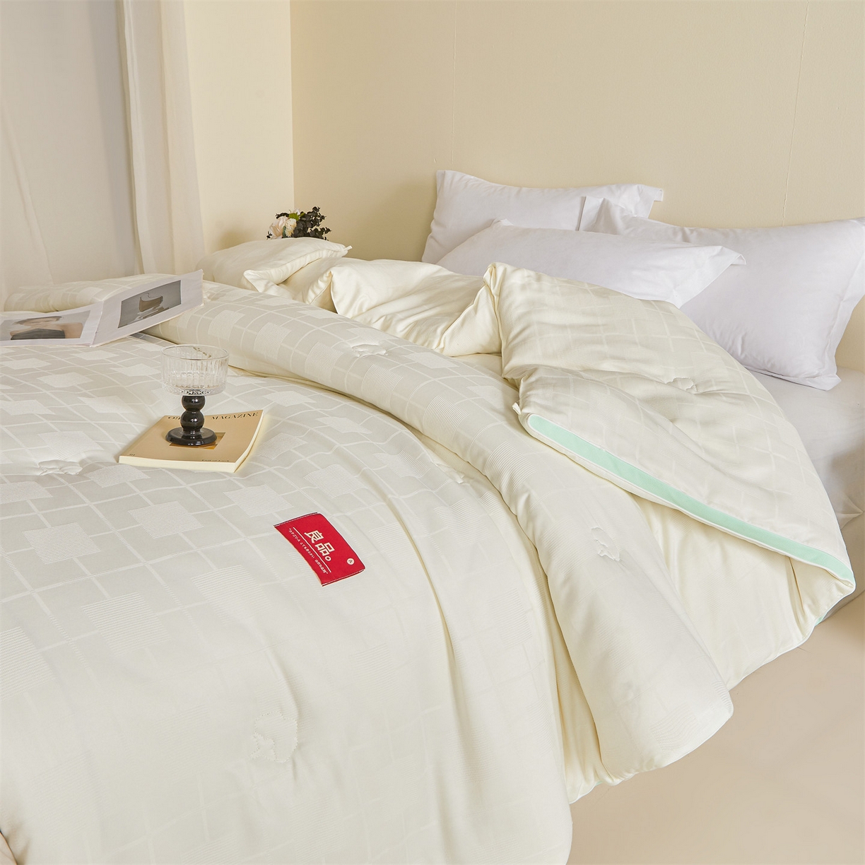 91家纺网 家纺一手货源 找家纺 梵蒂莎 2025新款提莱雅棉花被秋冬逸格被被子被芯-场景二 逸格-果绿