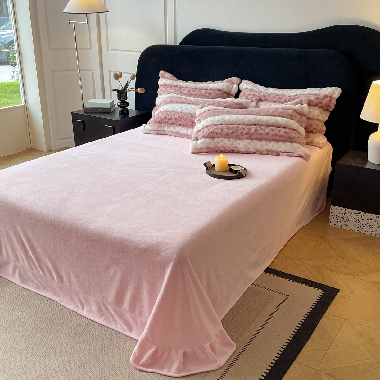 91家纺网 家纺一手货源 找家纺 （总）典曼家纺 2025新款加厚保暖兔绒四件套-豹纹系列