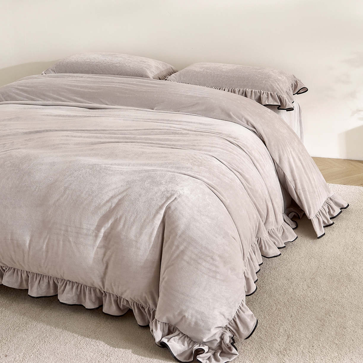 ONE TWO ONE 121 2025新款婴儿绒荷叶边四件套-戴安娜系列【提供买家秀】会员-20平台控价券后不得低于318/338元 戴安娜-缦紫