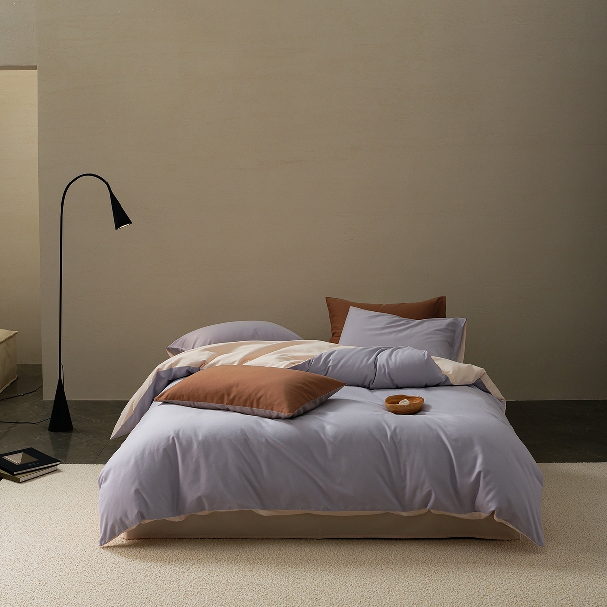 91家纺网 家纺一手货源 找家纺 （总）禾时 2025新款A类全棉贡缎磨毛纯色四件套（礼盒包装）-风格1