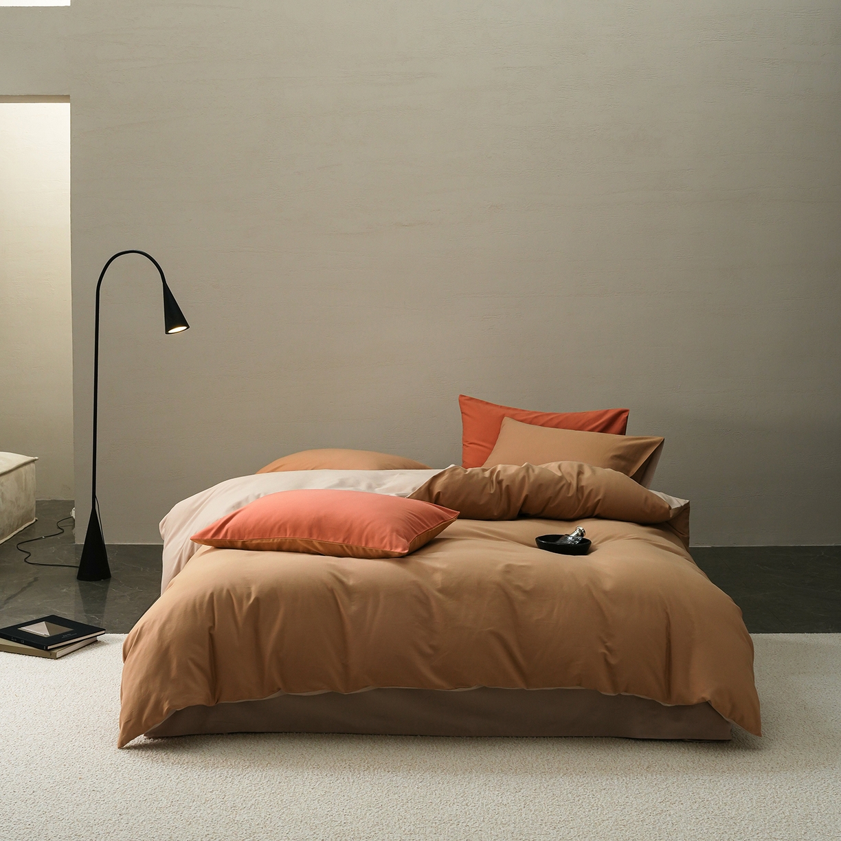 91家纺网 家纺一手货源 找家纺 （总）禾时 2025新款A类全棉贡缎磨毛纯色四件套（礼盒包装）-风格1