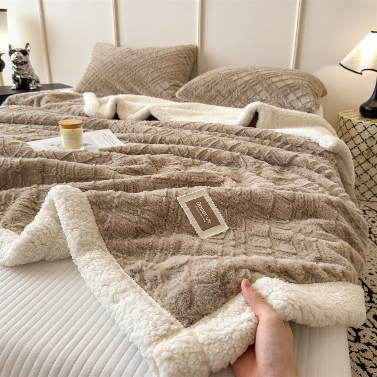 91家纺网 家纺一手货源 找家纺 （总）慕木家纺 2025新款高克重加厚兔毛绒斜纹双层毛毯毛毯毯子（可供跨境提供买家秀）