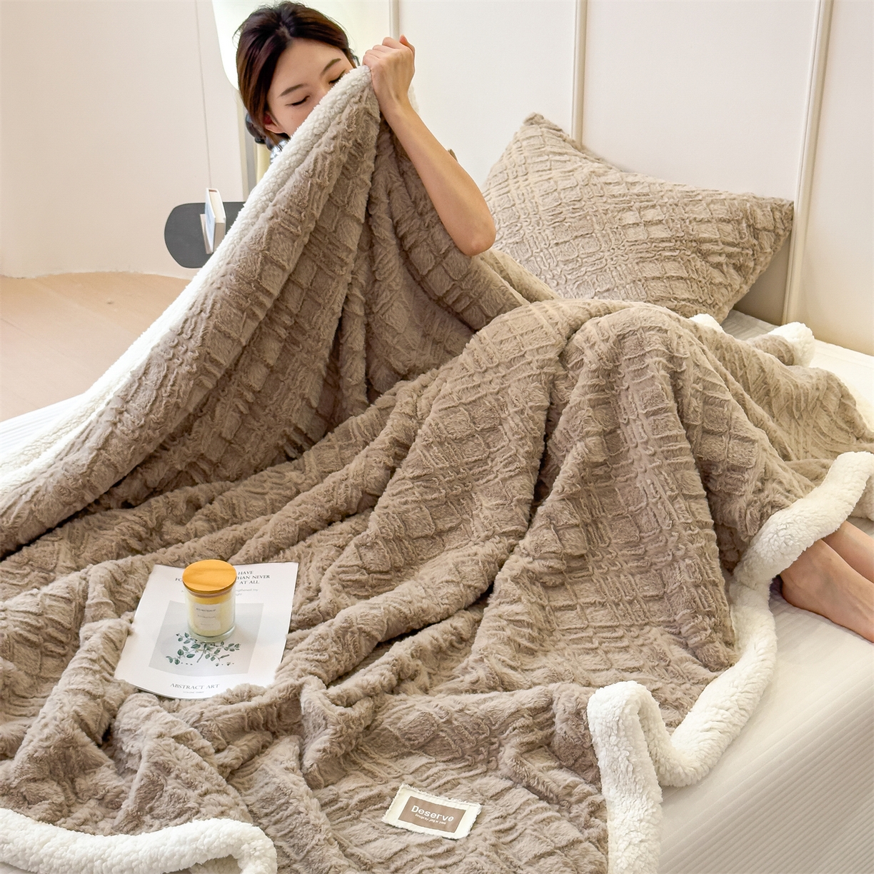 91家纺网 家纺一手货源 找家纺 （总）慕木家纺 2025新款高克重加厚兔毛绒斜纹双层毛毯毛毯毯子（可供跨境提供买家秀）