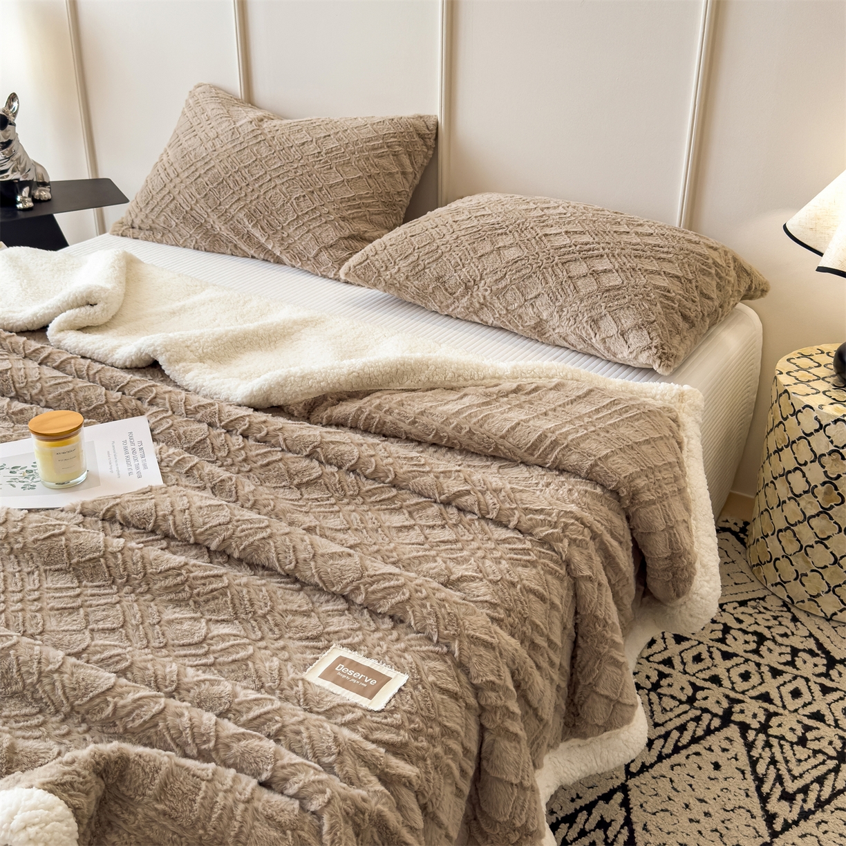 91家纺网 家纺一手货源 找家纺 （总）慕木家纺 2025新款高克重加厚兔毛绒斜纹双层毛毯毛毯毯子（可供跨境提供买家秀）