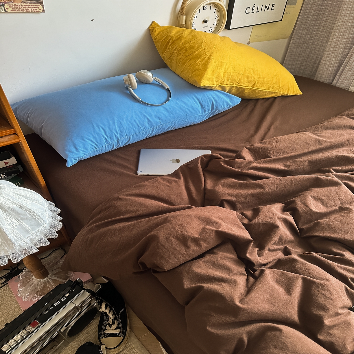 91家纺网 家纺一手货源 找家纺 （总）对白 2025新款全棉纯棉色织水洗棉四件套-纯色摩卡【提供买家秀】