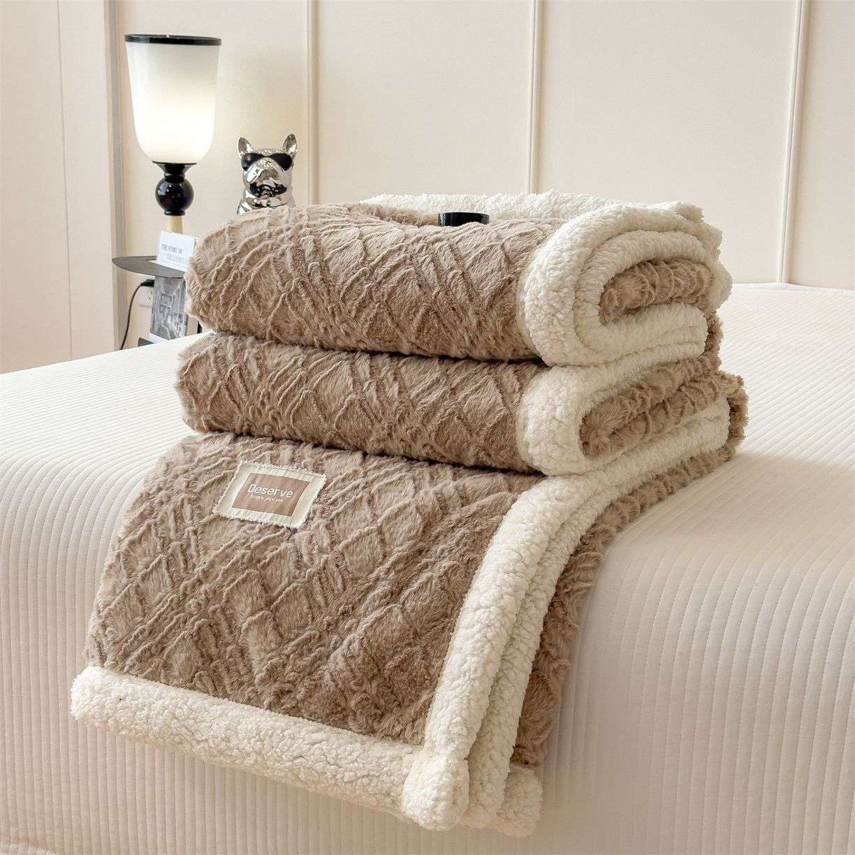 91家纺网 家纺一手货源 找家纺 慕木家纺 2025新款高克重加厚兔毛绒斜纹双层毛毯毛毯毯子（可供跨境提供买家秀） 兔兔绒-斜纹-咖啡