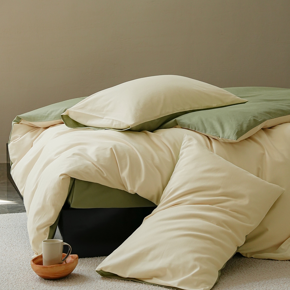 91家纺网 家纺一手货源 找家纺 禾时 2025新款A类全棉贡缎磨毛纯色四件套（礼盒包装）-风格1 林昔