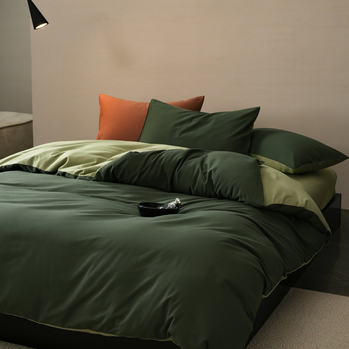 91家纺网 家纺一手货源 找家纺 禾时 2025新款A类全棉贡缎磨毛纯色四件套（礼盒包装）-风格1 木森