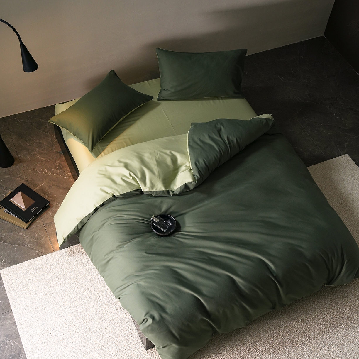 91家纺网 家纺一手货源 找家纺 禾时 2025新款A类全棉贡缎磨毛纯色四件套（礼盒包装）-风格1 木森