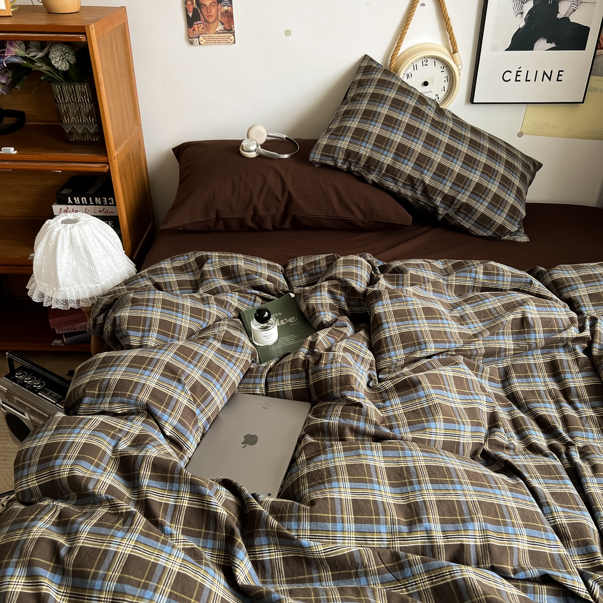 91家纺网 家纺一手货源 找家纺 （总）对白 2025新款全棉纯棉色织水洗棉四件套-莱伊小镇【提供买家秀】