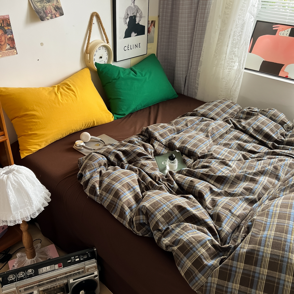 91家纺网 家纺一手货源 找家纺 （总）对白 2025新款全棉纯棉色织水洗棉四件套-莱伊小镇【提供买家秀】