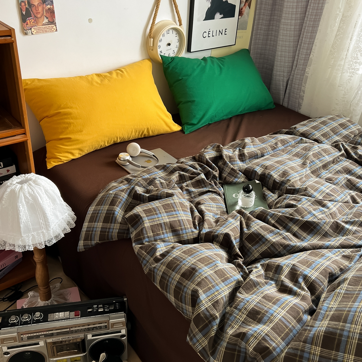 91家纺网 家纺一手货源 找家纺 （总）对白 2025新款全棉纯棉色织水洗棉四件套-莱伊小镇【提供买家秀】