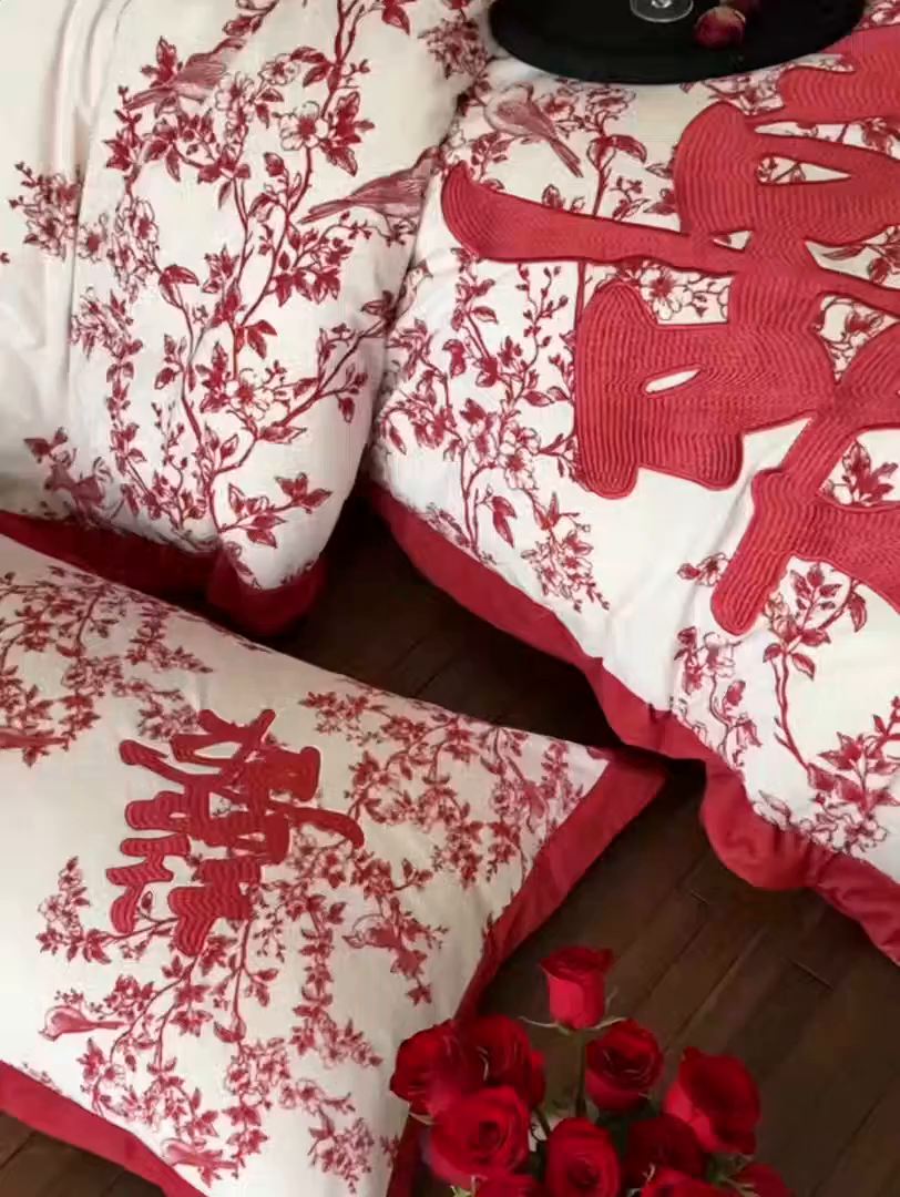 91家纺网 家纺一手货源 找家纺 （总）江涞 2025新款高克重婴肤绒数码印花高端刺绣四件套-合欢