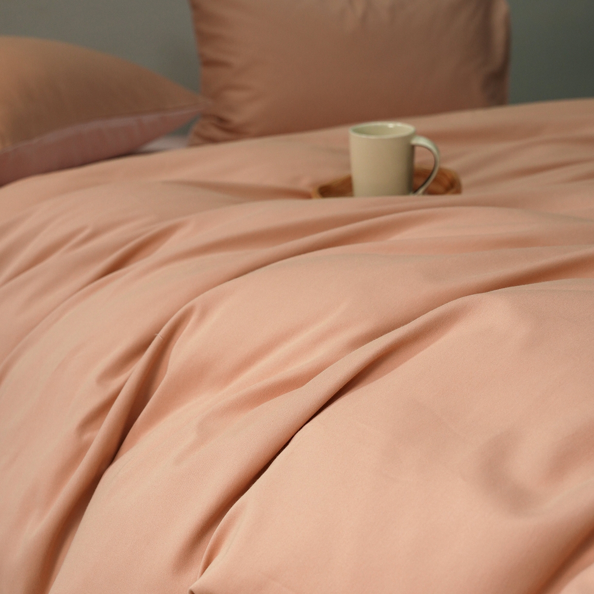 91家纺网 家纺一手货源 找家纺 禾时 2025新款A类全棉贡缎磨毛纯色四件套（礼盒包装）-风格1 奶咖