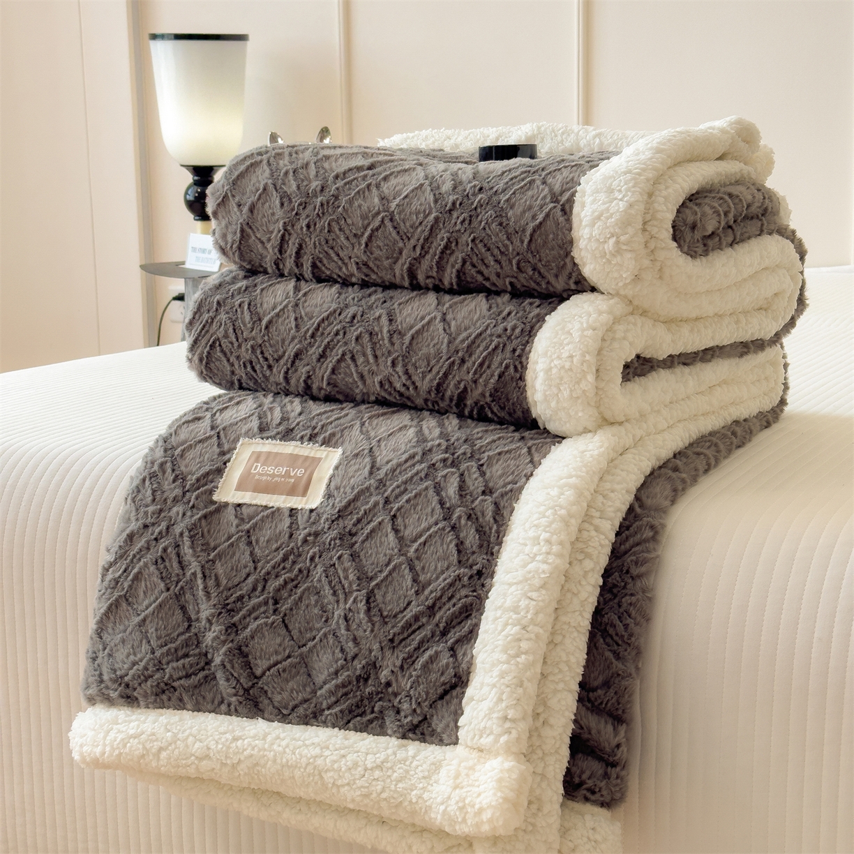 91家纺网 家纺一手货源 找家纺 慕木家纺 2025新款高克重加厚兔毛绒斜纹双层毛毯毛毯毯子（可供跨境提供买家秀） 兔兔绒-斜纹-夜空灰