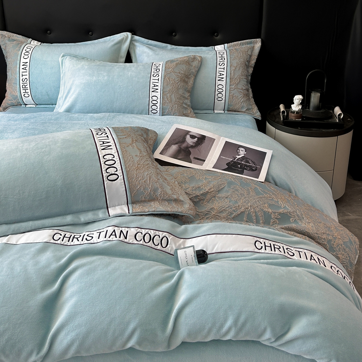 91家纺网 家纺一手货源 找家纺 （总）苏源家居 2025新款加厚牛奶绒拼浮雕冬款四件套-幽境