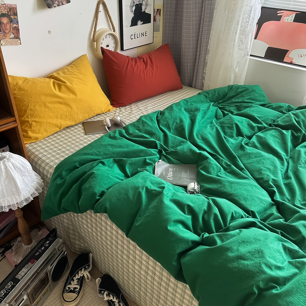 91家纺网 家纺一手货源 找家纺 （总）对白 2025新款全棉纯棉色织水洗棉四件套-圣托里尼【提供买家秀】