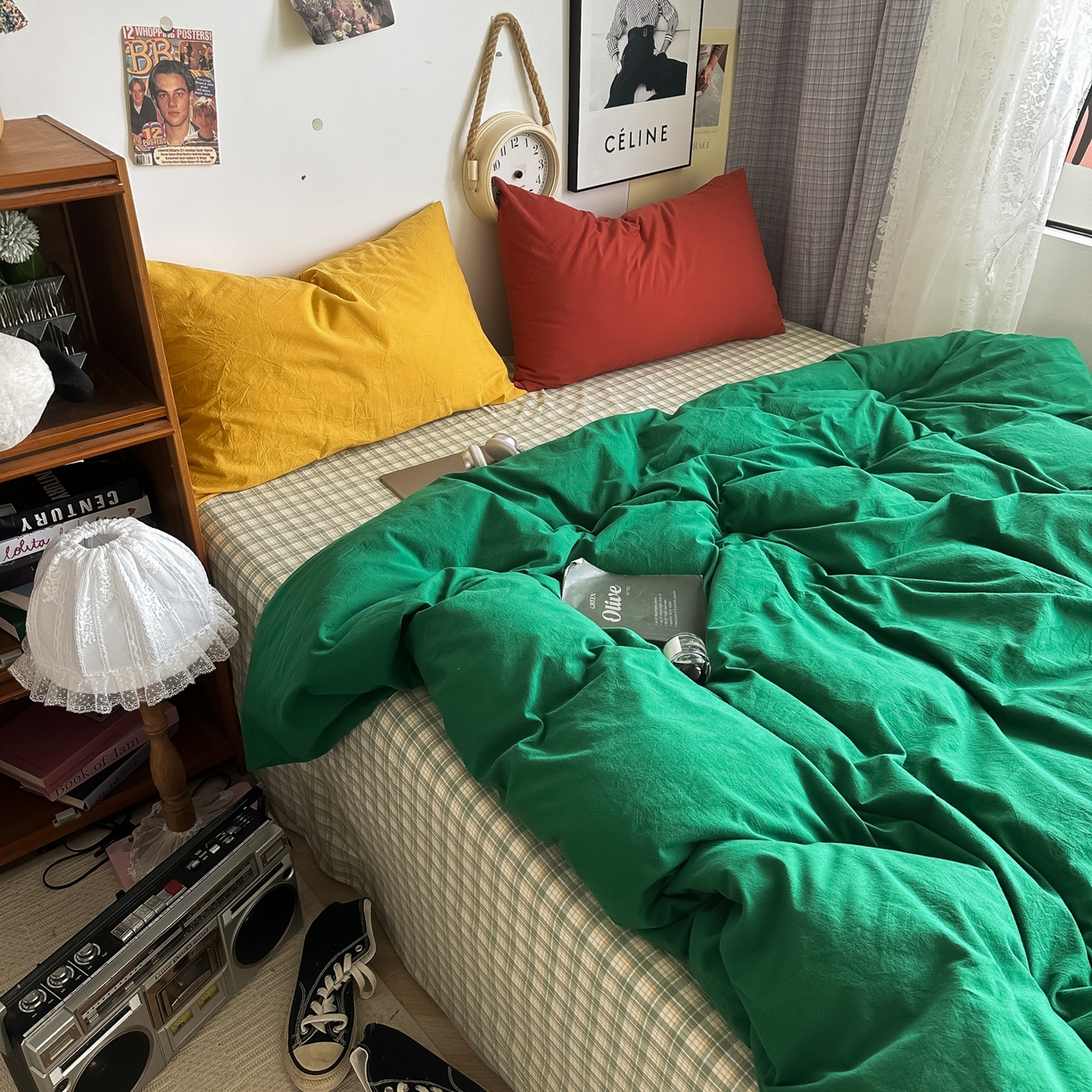 91家纺网 家纺一手货源 找家纺 （总）对白 2025新款全棉纯棉色织水洗棉四件套-圣托里尼【提供买家秀】