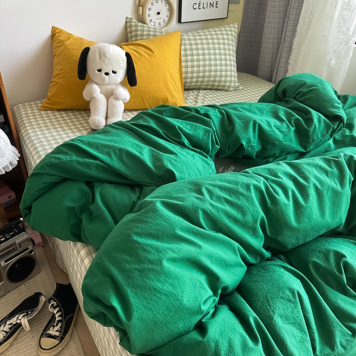 91家纺网 家纺一手货源 找家纺 （总）对白 2025新款全棉纯棉色织水洗棉四件套-圣托里尼【提供买家秀】